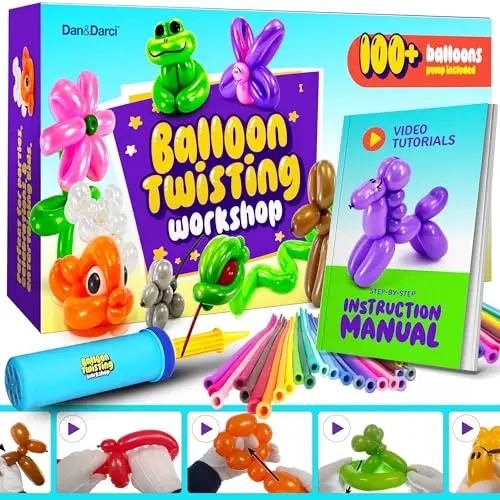 Dan&Darci balloon animal twisting kit with pump and colorful balloons