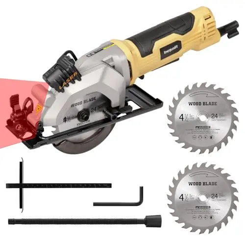 INEQUALIT 4 amp mini circular saw in yellow