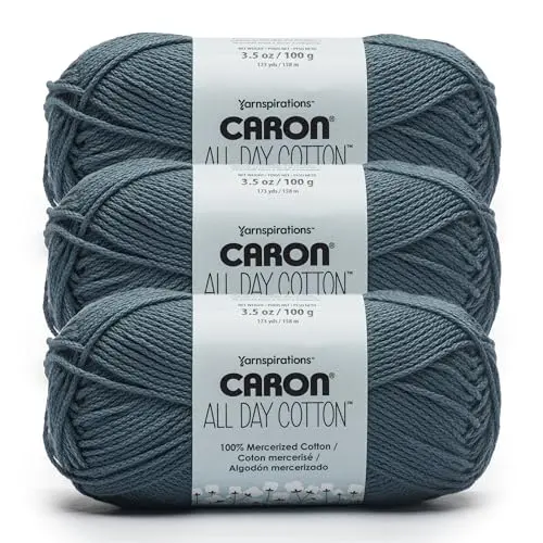 Caron All Day Cotton yarn skeins in Country Blue color