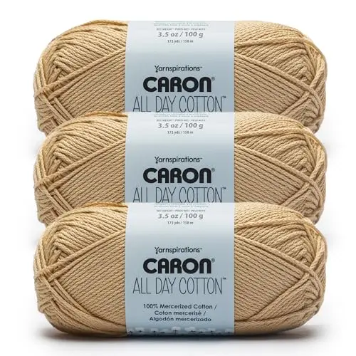 Caron All Day Cotton yarn in jute color showing its smooth mercerized texture