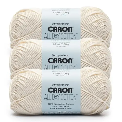 Caron All Day Cotton Yarn three-pack in cream color
