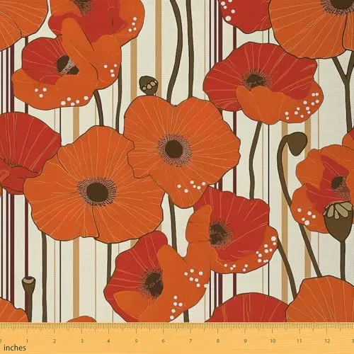 Feelyou vintage orange floral outdoor fabric sample