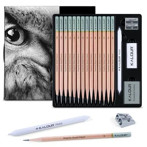 KALOUR professional sketch pencil set with erasers and sharpener