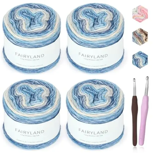 Katech Ombré Yarn in multicolor showing gradient cake with cotton blend