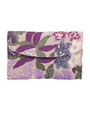 Purple Embroidered Beaded Bag