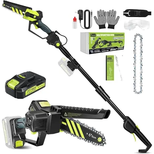 Saker cordless pole saw and mini chainsaw combo