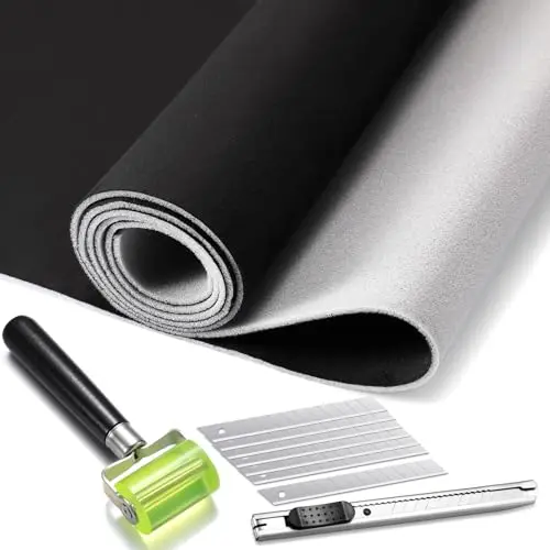 Pangda black suede headliner fabric kit with seam roller and knife