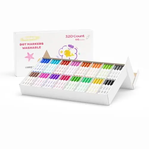 Blynkie bulk dot markers set with 320 markers in 16 colors for group activities