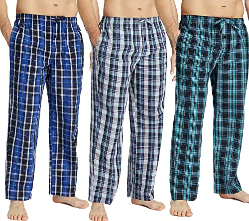 Lightweight Plaid PJs with Pockets, Button Fly
