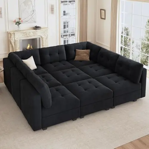 Velvet, Storage, 9-Seater, Black