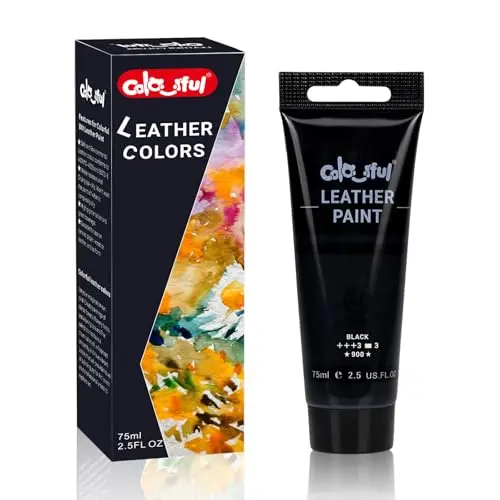 Colorful black acrylic leather paint in 2.5oz bottle