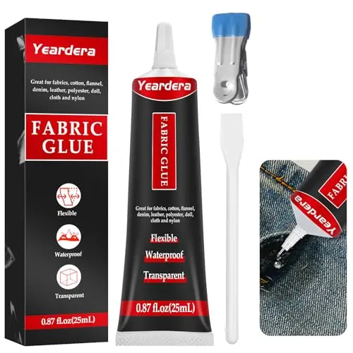 Yeardera permanent fabric glue for patches and repairs