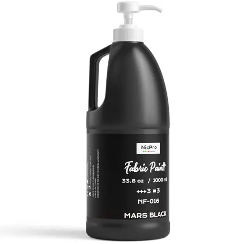 Nicpro black fabric paint with pump for large furniture projects