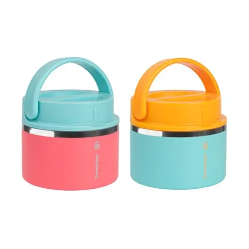 Double Wall Insulated Jars, Mint & Tangerine