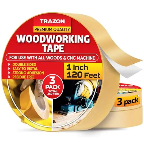Trazon double sided wood tape 3-pack with strong adhesive