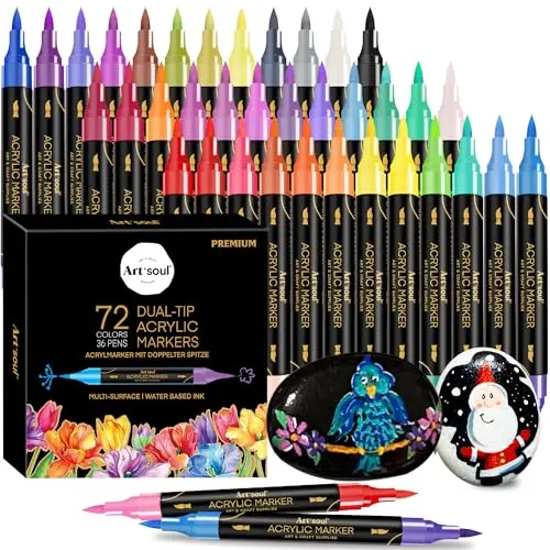 ART+SOUL 72-color acrylic paint pens with dual tips