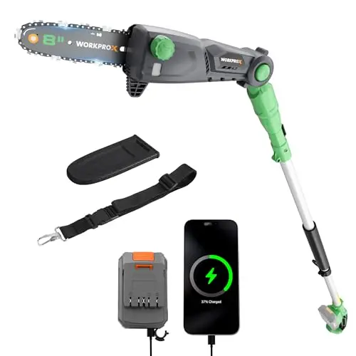 WORKPROX cordless pole saw with battery and extension
