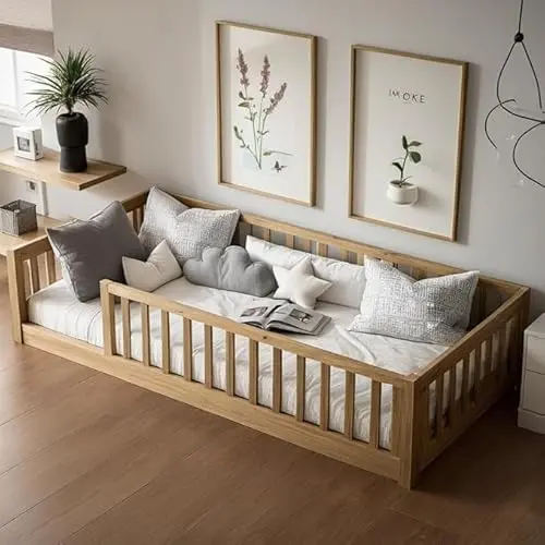 Wood Frame with Guardrails (Natural)