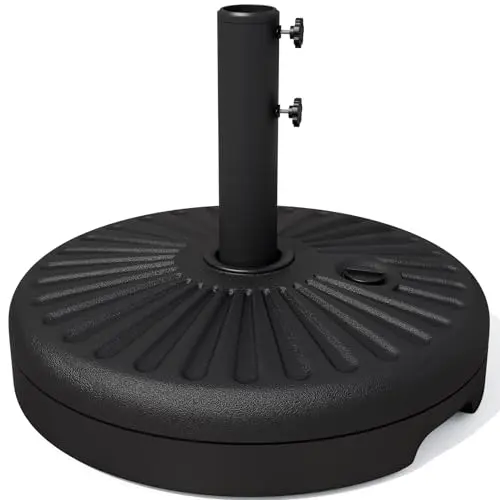 JEAREY water fillable umbrella stand in black with double lock knobs