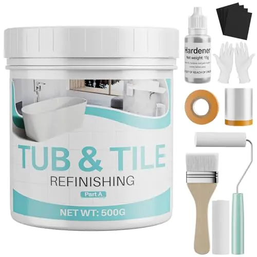 Xmntdo tub and tile paint kit with gloss white finish and tools