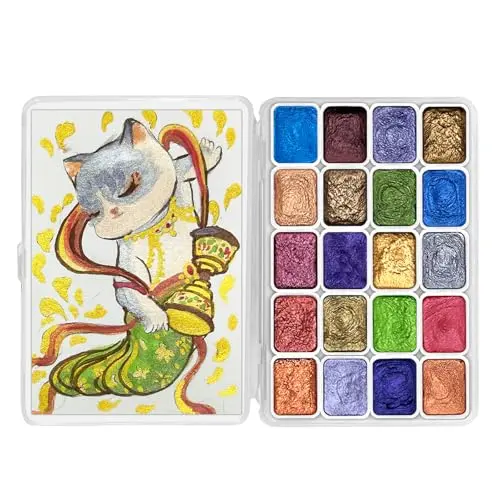 CraftyManor shimmer watercolor paint set with color-shifting effects