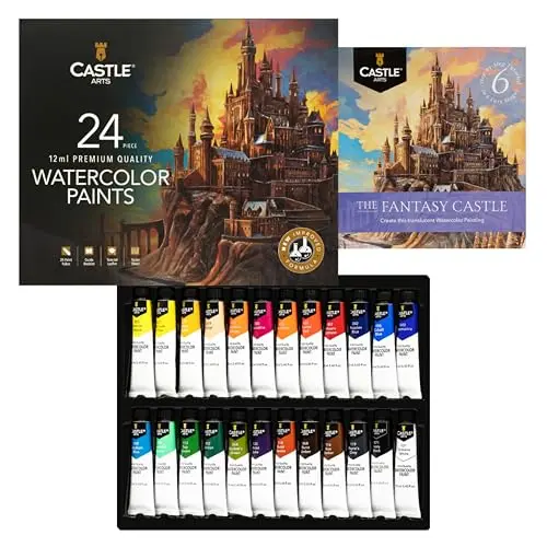Castle Art Supplies 24 tube watercolor paint set with improved vegan formula