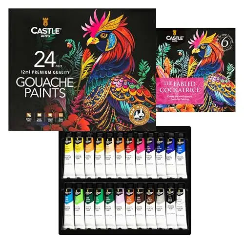 Castle Art Supplies 24-color gouache paint set in tubes with improved formula