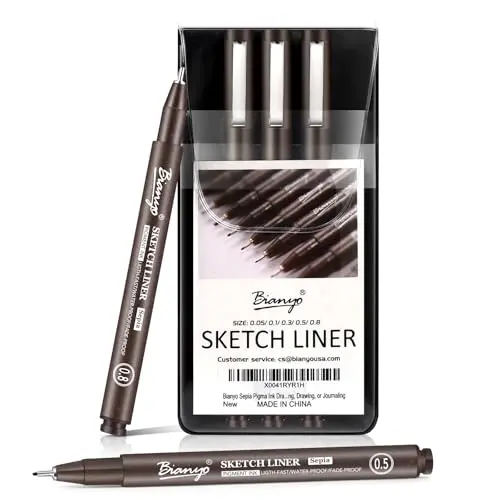 Bianyo sepia tone art pens set with assorted tips