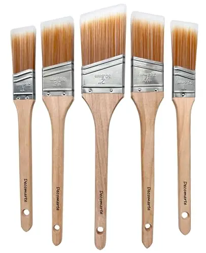 Decomarte thin soft bristle angled sash brushes for cabinet detailing
