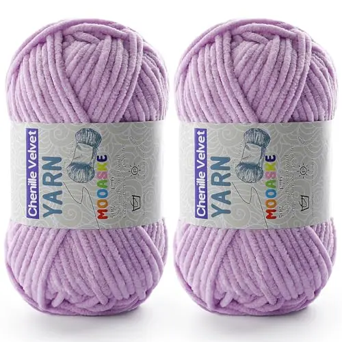 2 Pac Chenille Yarn in Light Purple color