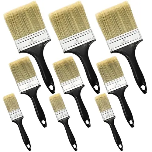 Acshio 9-pack of flat paint brushes in 2, 3, and 4-inch sizes