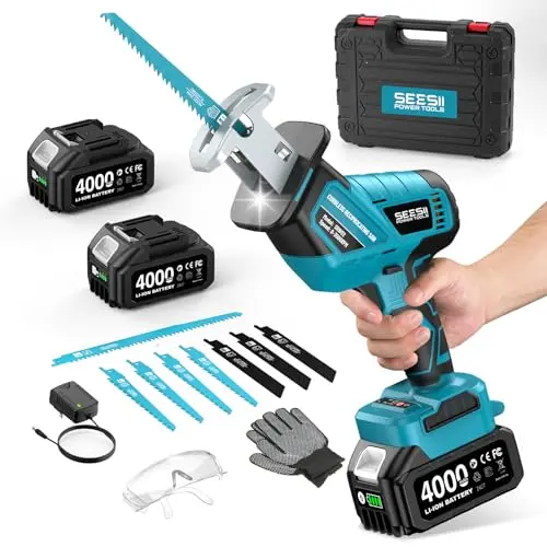 SEESII cordless reciprocating saw with batteries and blades