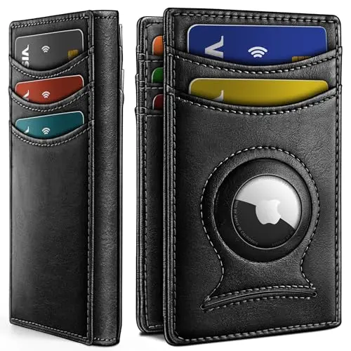 Slim RFID Wallet, Magnetic Money Clip, Airtag Ready