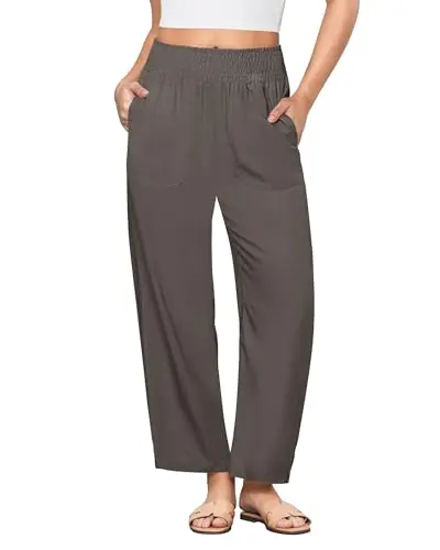 Cropped Linen Blend, Coffee Brown