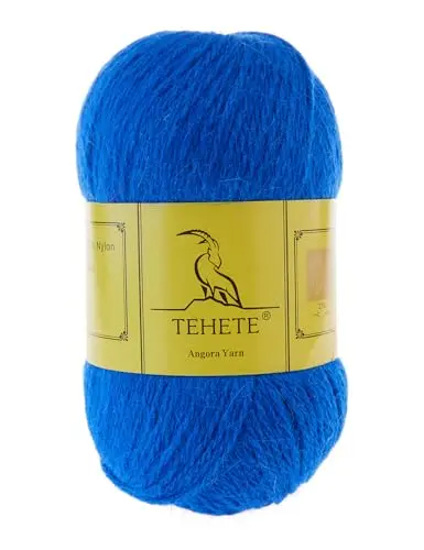 TEHETE angora wool yarn in Blue color