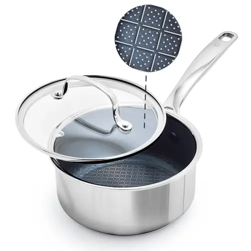 Blue Diamond hybrid nonstick saucepan with glass lid