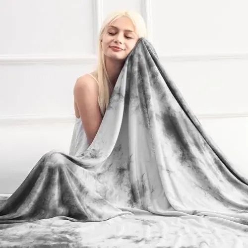 Marchpower tie-dye cooling blanket on a sofa