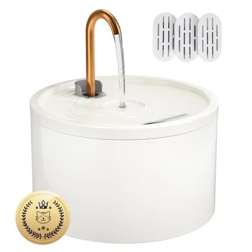 MISFANS ceramic cat water fountain with copper spout and ultra-quiet pump