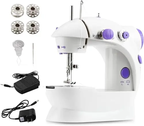 Ruutcasy mini portable sewing machine in white