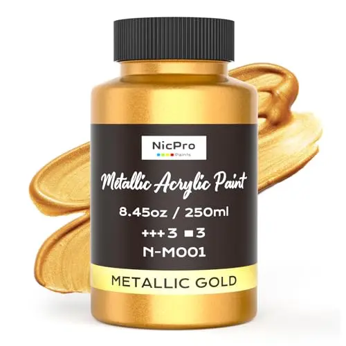 Nicpro metallic gold acrylic paint bottle
