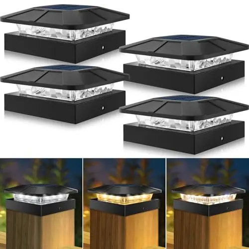 4 Pack, 3-Mode Waterproof 4x4in Post Lights