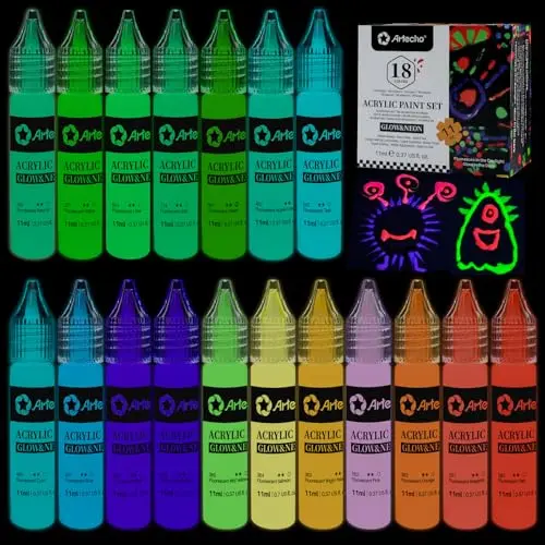 Artecho glow in the dark acrylic paint set
