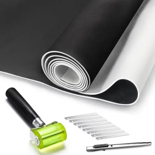 Dapuri black suede headliner fabric kit with rubber seam roller and utility knife