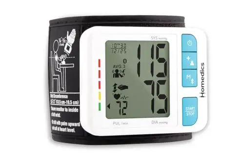 Bluetooth Wrist BP Monitor, 2 Users, Smart App