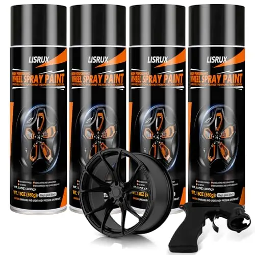 LISRUX high gloss black wheel spray paint 4-pack