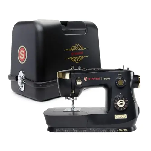 SINGER HD500 Heavy Duty sewing machine with vintage black and gold design