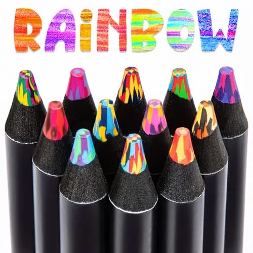 Yangmei 12-count rainbow colored pencils with multicolor effects
