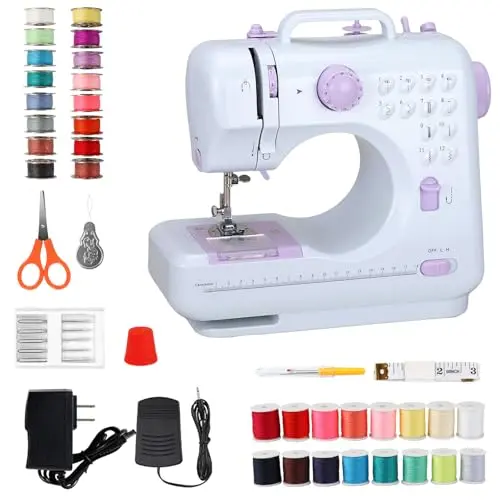 Ninonly white and light purple portable sewing machine