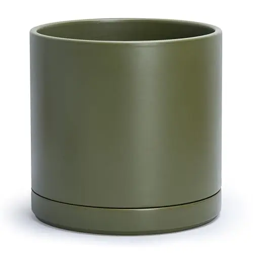 Round Cylinder Pot, Olive