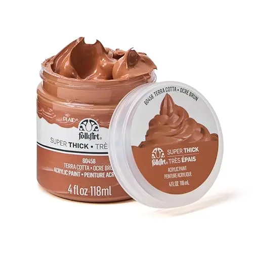 FolkArt Super Thick acrylic paint jar with textured terra cotta finish